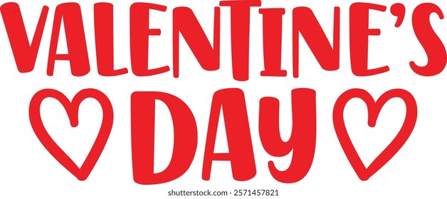 Valentine’s Day typography text on plain white transparent isolated background for card, shirt, hoodie, sweatshirt, apparel, tag, mug, icon, poster or badge