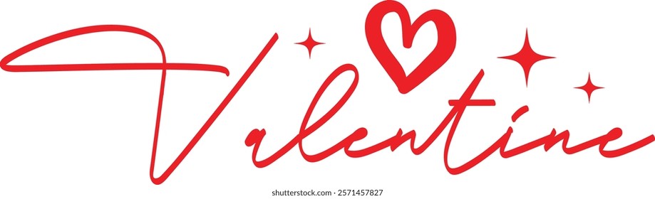 Valentine’s Day typography text on plain white transparent isolated background for card, shirt, hoodie, sweatshirt, apparel, tag, mug, icon, poster or badge