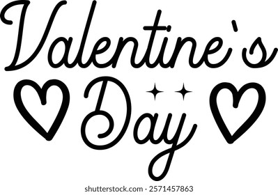 Valentine’s Day typography text on plain white transparent isolated background for card, shirt, hoodie, sweatshirt, apparel, tag, mug, icon, poster or badge