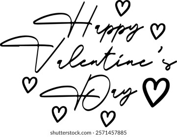 Valentine’s Day typography text on plain white transparent isolated background for card, shirt, hoodie, sweatshirt, apparel, tag, mug, icon, poster or badge