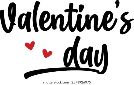 Valentine’s Day typography text on plain white transparent isolated background for card, shirt, hoodie, sweatshirt, apparel, tag, mug, icon, poster or badge