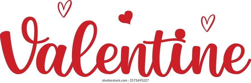 Valentine’s Day typography text on plain white transparent isolated background for card, shirt, hoodie, sweatshirt, apparel, tag, mug, icon, poster or badge