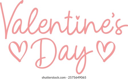 Valentine’s Day typography text on plain white transparent isolated background for card, shirt, hoodie, sweatshirt, apparel, tag, mug, icon, poster or badge