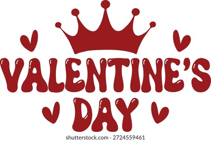 Valentine’s Day typography text on plain white transparent isolated background for card, shirt, hoodie, sweatshirt, apparel, tag, mug, icon, poster or badge
