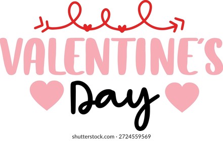 Valentine’s Day typography text on plain white transparent isolated background for card, shirt, hoodie, sweatshirt, apparel, tag, mug, icon, poster or badge