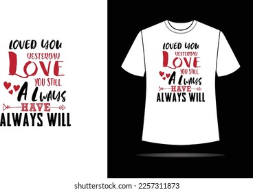 Diseño de camisetas para tipografía de San Valentín.