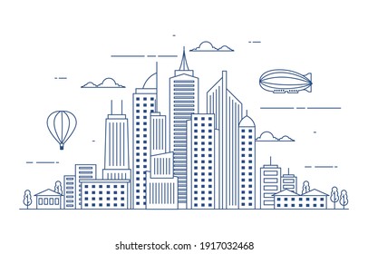 Day Urban City Building Cityscape Landscape Line Illustration