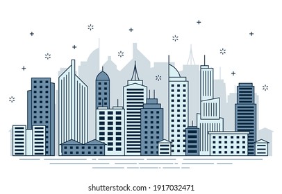 Day Urban City Building Cityscape Landscape Line Illustration