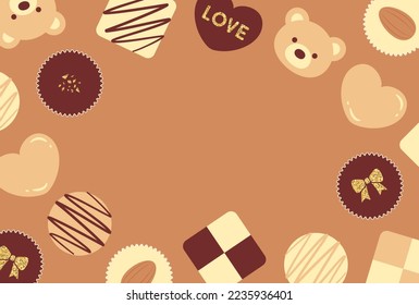 valentine’s day vector background with a set of  chocolate icons for banners, cards, flyers, social media wallpapers, etc.