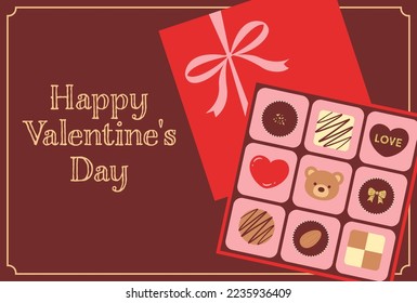valentine’s day vector background with a set of chocolate icons for banners, cards, flyers, social media wallpapers, etc.