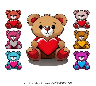 valentine’s day vector background with a teddy bear with hearts for banners, cards, flyers, social media wallpapers, etc. Vector illustration