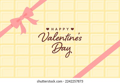 valentine’s day vector background with a white chocolate bar and ribbon for banners, greeting cards, flyers, social media wallpapers, etc.