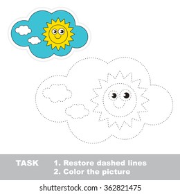 Day in vector to be traced. Restore dashed line and color the picture.