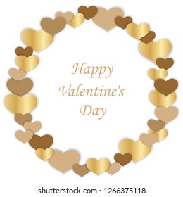 Valentine’s Day vector circle frame illustration with heart shapes.
