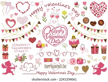 Valentine’s Day Vector Design Element Set Isolated On A White Background.