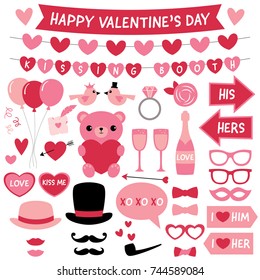 Valentine’s Day vector design elements and decoration set