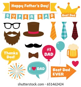 Father’s Day Vector Design Elements And Photo Booth Props Set