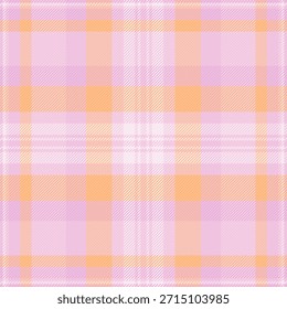 Dia vetor tecido cheque, hobby xadrez textura têxtil. Variedade de fundo tartan padrão sem emenda na paleta de cores clara e laranja.