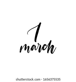 DAY VECTOR HAND LETTERING ICON the 1 of March. FOR CALENDAR
