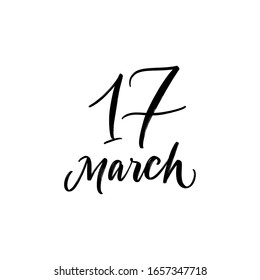 ICONO DE LETRA A MANO DEL VECTOR DEL DÍA 17 DE Marzo. PARA CALENDARIO