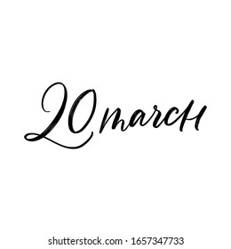 ICONO DE LETRA A MANO VECTOR DÍA 20 DE Marzo. PARA CALENDARIO