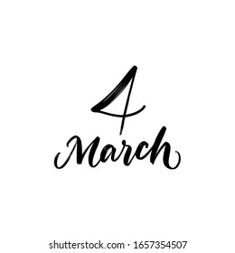 DAY VECTOR HAND LETTERING ICON 4 March. FOR CALENDAR