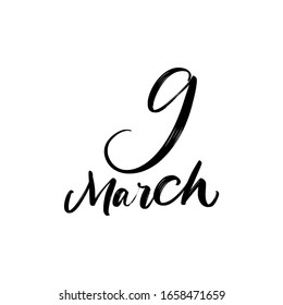 ICONO DE LETRA A MANO DEL VECTOR DEL DÍA 9 de marzo. PARA CALENDARIO