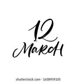 DAY VECTOR HAND LETTERING ICON 12 March. FOR CALENDAR