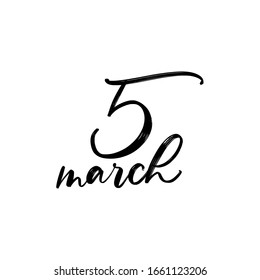 DAY VECTOR HAND LETTERING ICON 5 March. FOR CALENDAR