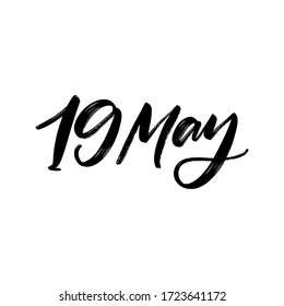TAGESVEKTOREN HAND LETTERING SYMBOL. der 19. Mai. FÜR KALENDER