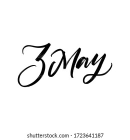 DAY VECTOR HAND LETTERING ICON. the 3 of may. FOR CALENDAR