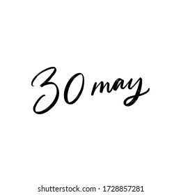 DAY VECTOR HAND LETTERING ICON. the 30 of may. FOR CALENDAR