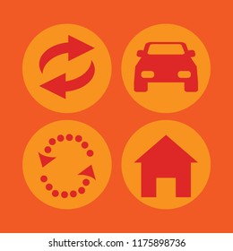 day vector icons set. with home, car and recycle sign in set
