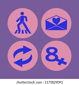 day vector icons set. with recycle sign, heart envelope, march calendar and pedestrian in set