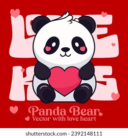 Valentine’s Day Vector Illustration: Cute Panda Bear with Heart in a Holiday Cartoon