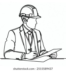  Saudação de ilustração vetorial do Dia do Engenheiro, cartaz, cartão. Uma arte de linha de um Engenheiro, Eps, Ilustração.