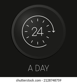 A day vector line icon on 3D button isolated on black background. Premium Vector.