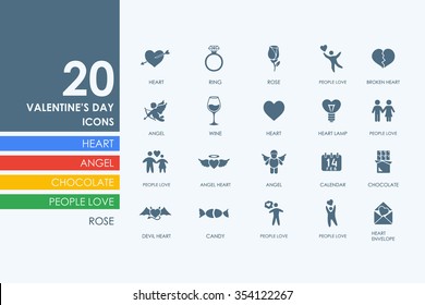 Valentineâ??s Day vector set of modern simple icons