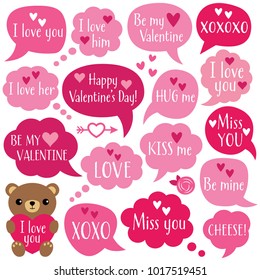 Valentine’s Day vector speech bubbles set