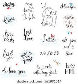 HappyÂ Valentine's Day vector typographic design set. Use for greeting cards, prints, posters, tags and t-shirts.