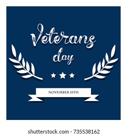 Day veteran usa banner, vector illustration flat, text, texture scrapes