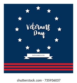 Day veteran usa banner, vector illustration flat, text, texture scrapes