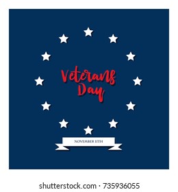Day veteran usa banner, vector illustration flat, text, texture scrapes