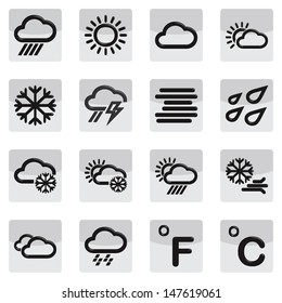 Day Weather Climate icons set on white background, EPS10 vector format