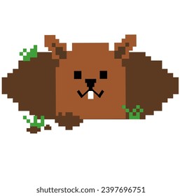 Day of weather prediction with the groundhog Pixel vector illustration Groundhog Day.