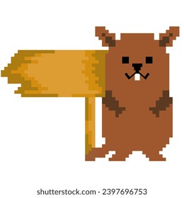 Day of weather prediction with the groundhog Pixel vector illustration Groundhog Day.