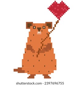 Day of weather prediction with the groundhog Pixel vector illustration Groundhog Day.