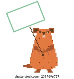 Day of weather prediction with the groundhog Pixel vector illustration Groundhog Day.