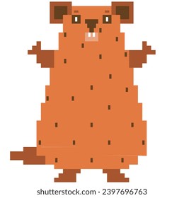 Day of weather prediction with the groundhog Pixel vector illustration Groundhog Day.