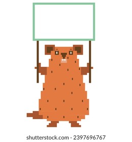 Day of weather prediction with the groundhog Pixel vector illustration Groundhog Day.